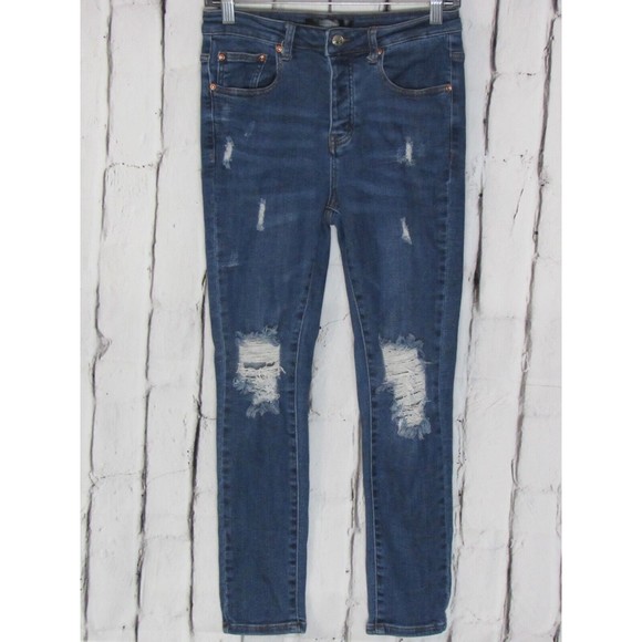 Vintage Denim - Monkey Ride Jeans Size 9/29 Blue Original Vintage Mid Skinny Distressed Denim